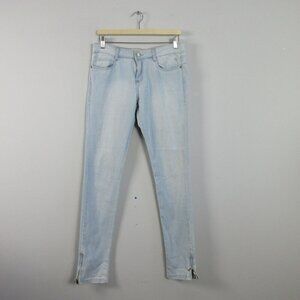 Dudalina Skinny Mid Rise Ankle Jeans Women's 36 Blue Light Wash Denim Casual 418
